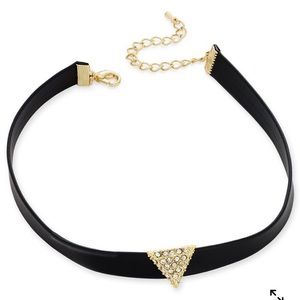 INC faux leather choker pavé triangle crystal